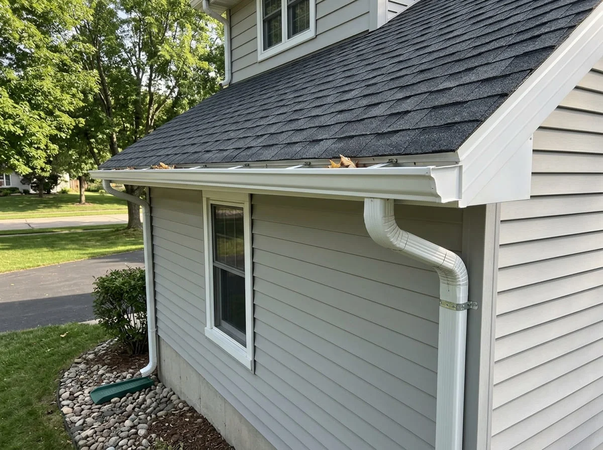Crew installing new seamless gutters on a Texas home